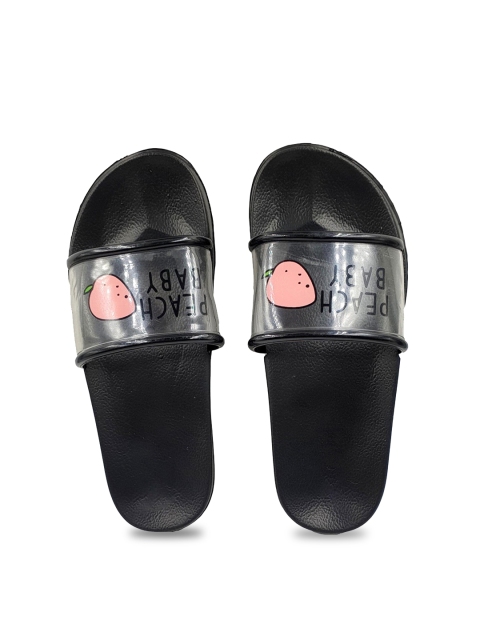 

Pampy Angel Women Transparent & Black Printed Water Resistant Sliders