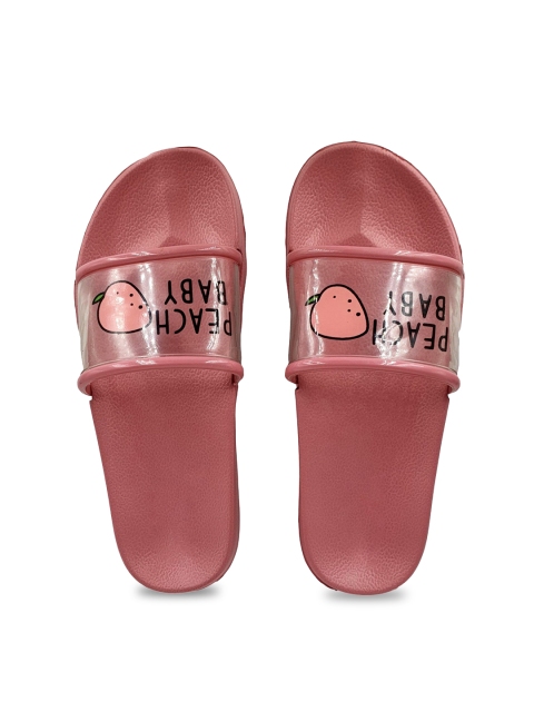 

Pampy Angel Women Transparent & Maroon Printed Water-Resistant Sliders