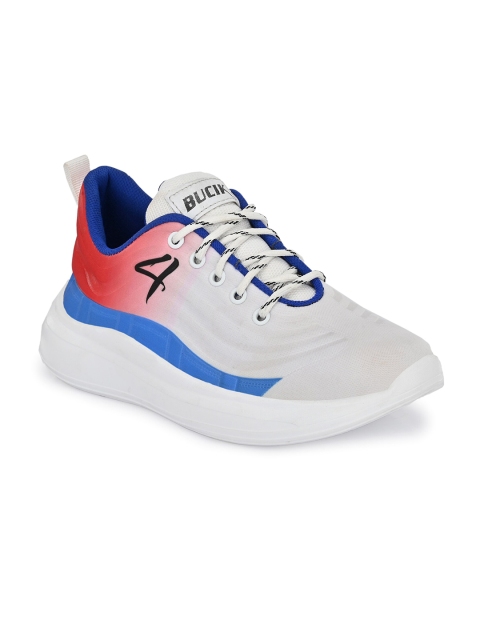 

BUCIK Men Grey & red Mesh Running Shoes