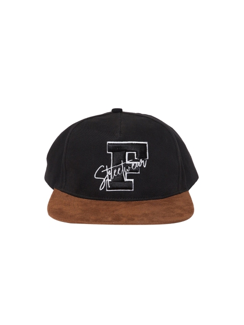 

FUGAZEE Unisex Black & Khaki Solid Snapback Cap