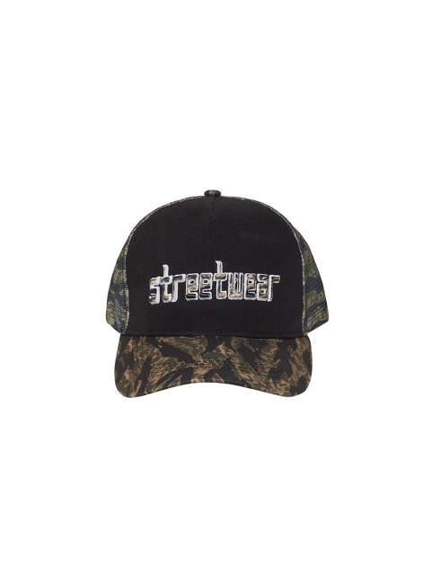 

FUGAZEE Unisex Black & Khaki Embroidered Baseball Cap