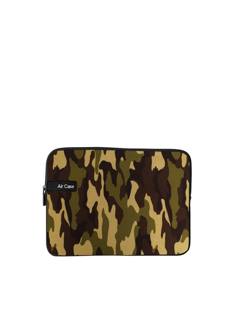 

AirCase Unisex Brown & Olive Green Printed Laptop Sleeve