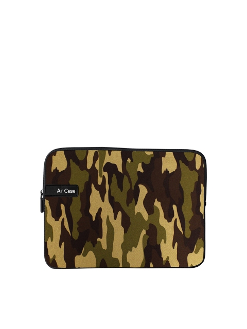 

AirCase Unisex Brown & Olive Green Camouflage Printed Laptop Sleeve