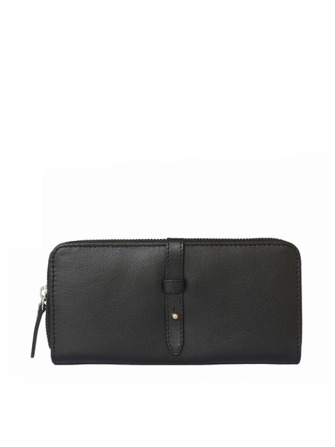 

NAPPADORI November Black Leather Zip Around Unisex Wallet