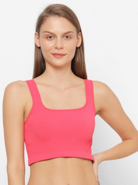 

FOREVER 21 Pink Fitted Crop Top