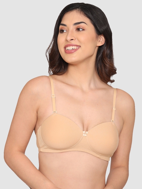 

Kalyani Beige Solid Non-Wired Lightly Padded Bralette Bra