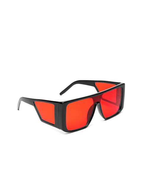 

FUZOKU Men Red Lens & Black Oversized Sunglasses FZKSS2020SG0104-Black