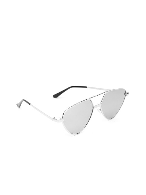 

FUZOKU Men Mirrored Lens Cateye Sunglasses with UV Protected Lens FZKSS2020SG0147, Silver