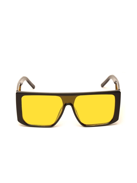 

FUZOKU Men Yellow Lens & Black Square Sunglasses with UV Protection FZKSS2020SG0106