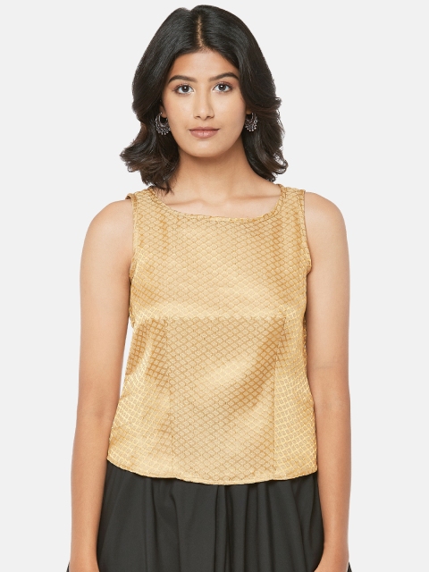 

RANGMANCH BY PANTALOONS Gold-Toned A-Line Top