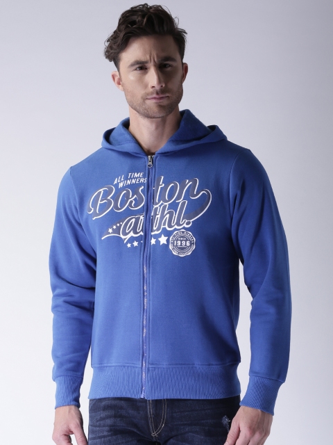 

Moda Rapido Blue Printed Hooded Sweatshirt
