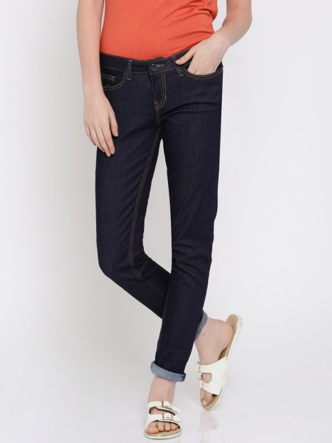 

Mast & Harbour Women Navy Skinny Fit Stretchable Jeans, Navy blue