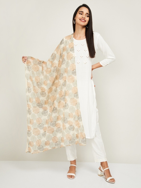 

Melange by Lifestyle Beige & Brown Printed Dupatta