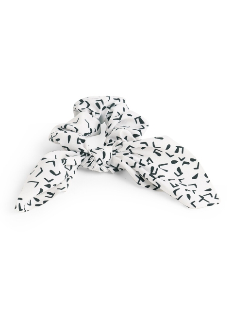 

ToniQ Women Monochrome White and Black Printed Hair Scrunchy Rubber Band For Women