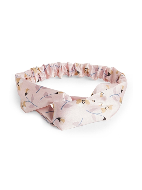 

ToniQ Pink Gardenia Floral Printed Satin Twisted Elasticated Hairband