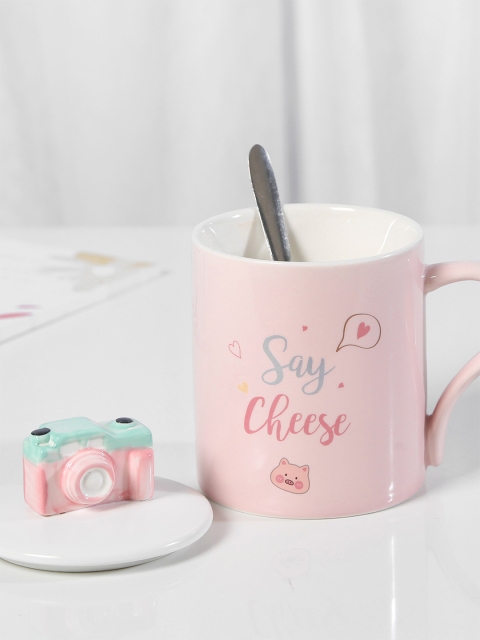 

Bigsmall Pink & Blue Printed Ceramic Mugs Set