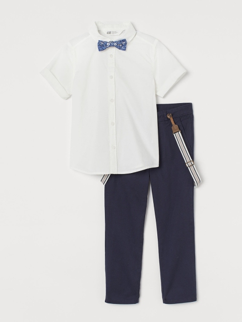 

H&M Boys White & Navy Blue 2-Piece Cotton Set