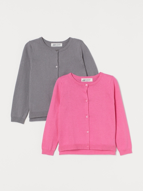 

H&M Girls Grey & Pink 2-Pack Fine-Knit Cardigans