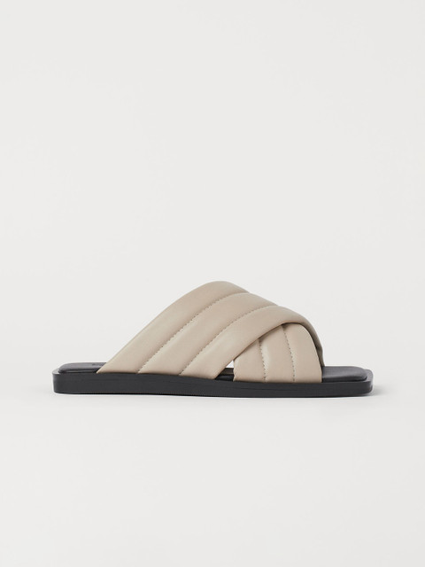 

H&M Women Beige Leather Slides