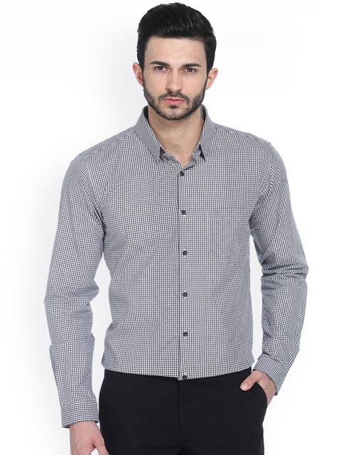 

Basics Black Checked Slim Fit Smart Casual Shirt