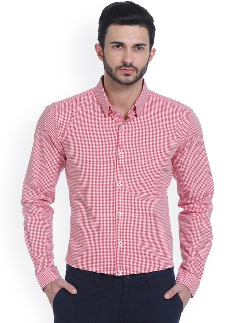 

Basics Red Checked Slim Fit Smart Casual Shirt
