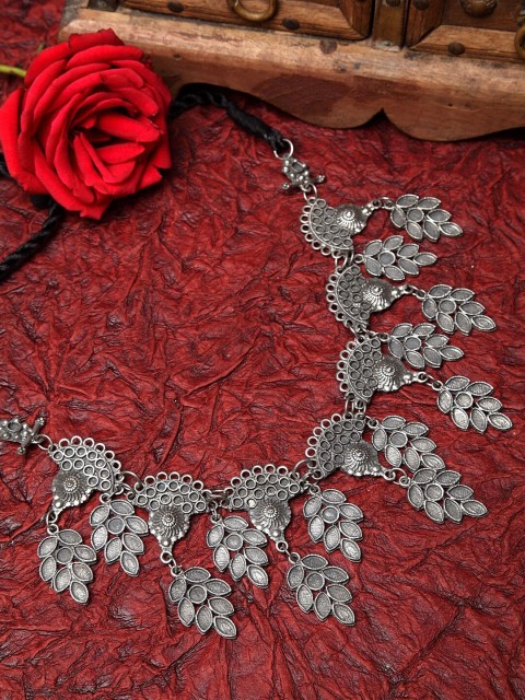

Moedbuille Gunmetal-Toned & Black Brass Silver-Plated Oxidised Necklace, Metallic