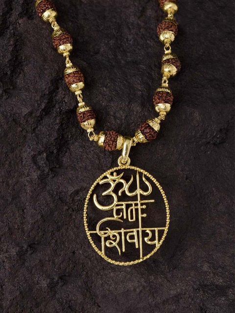 

Dare by Voylla Men Gold-Plated & Brown Brass Mahadev Statement Chain