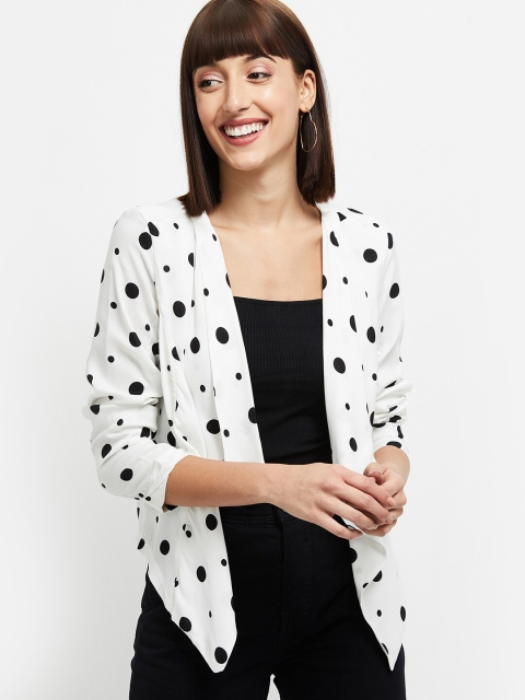 

max Women White & Black Printed Open Front Shrug