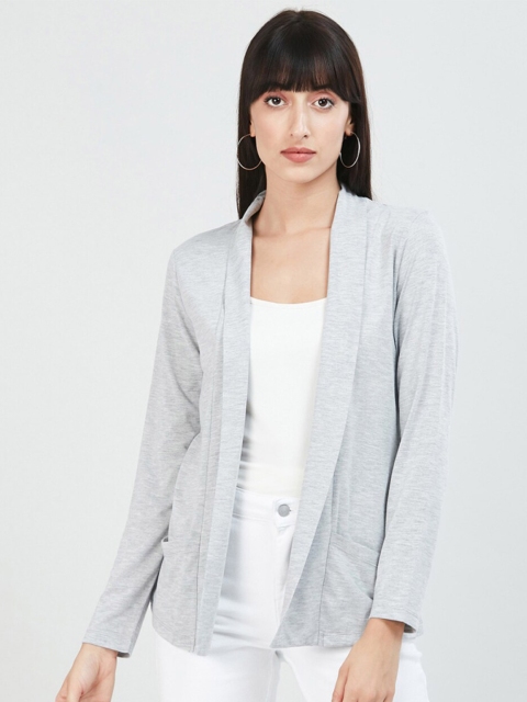 

max Women Grey Solid Open Front Shrug