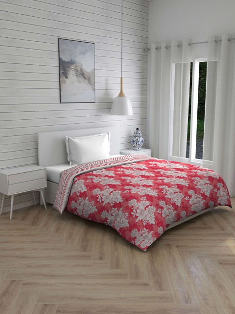 

Layers Coral & White Floral AC Room 120 GSM Single Bed Comforter