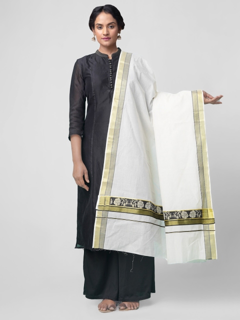 

Unnati Silks Off-White & Gold-Toned Solid Dupatta