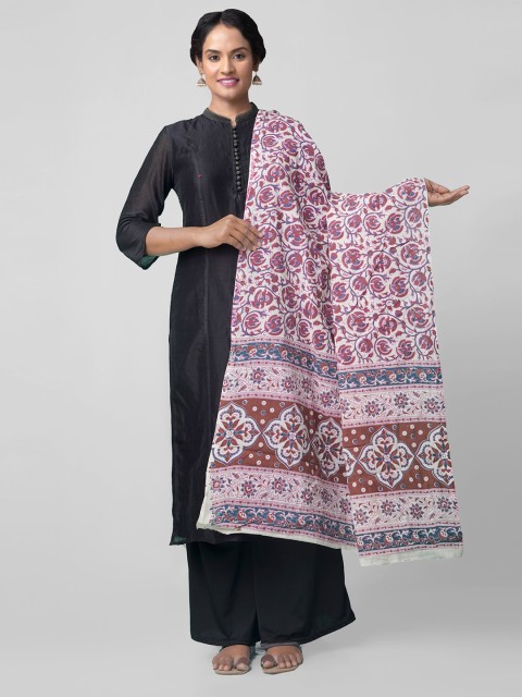 

Unnati Silks Women Pink Printed Pure Rajasthani Cotton Dupatta