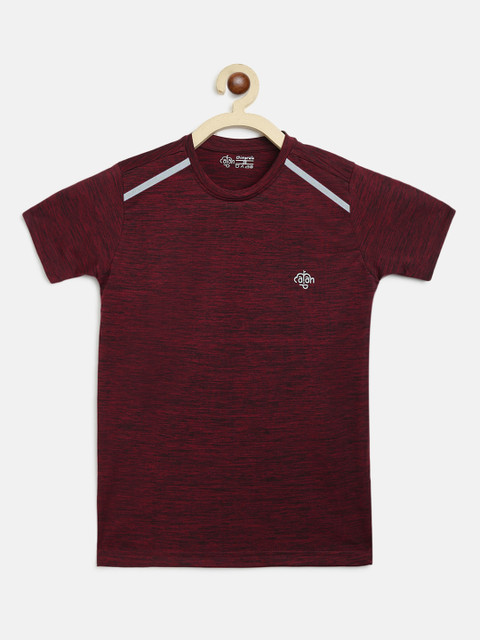 

CHIMPRALA Boys Maroon Self Design Round Neck Sports T-shirt