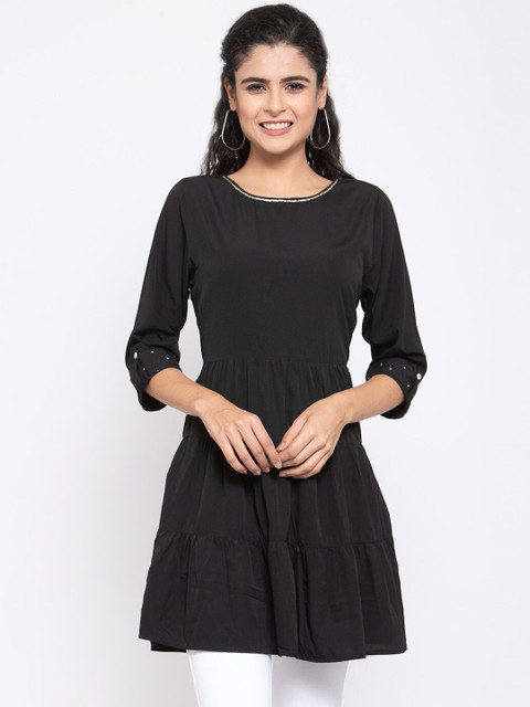 

Kiaasa Women Black Solid Tiered Tunic