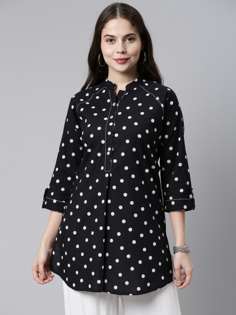 

ETIQUETTE Women Black & White Polka Dots Printed Kurta