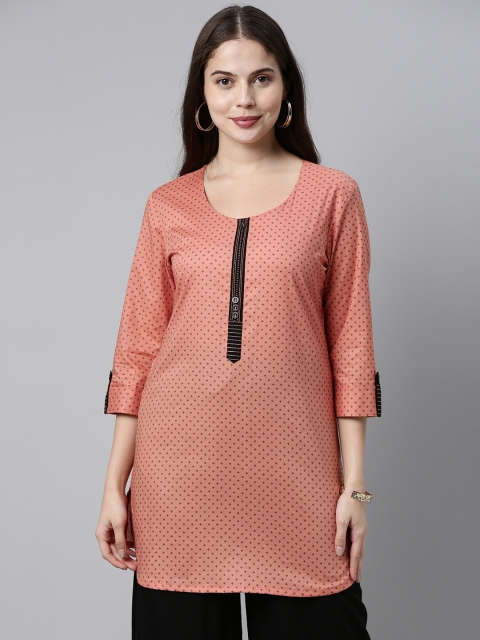

ETIQUETTE Women Rust & Black Printed Kurta