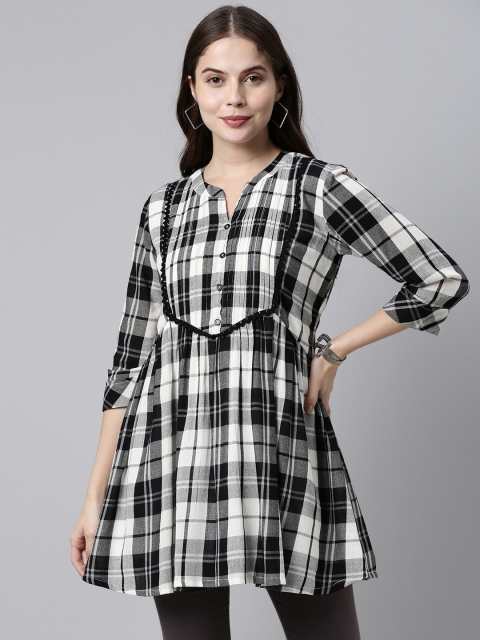 

ETIQUETTE Women Black & White Checked Kurta