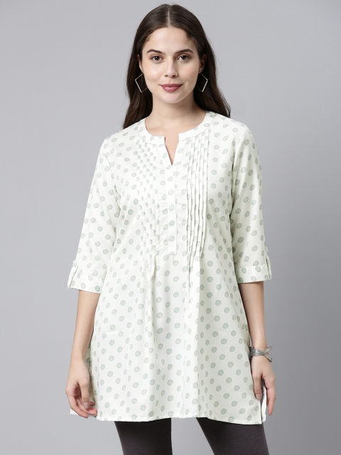 

ETIQUETTE Women Off White & Green Printed Kurti