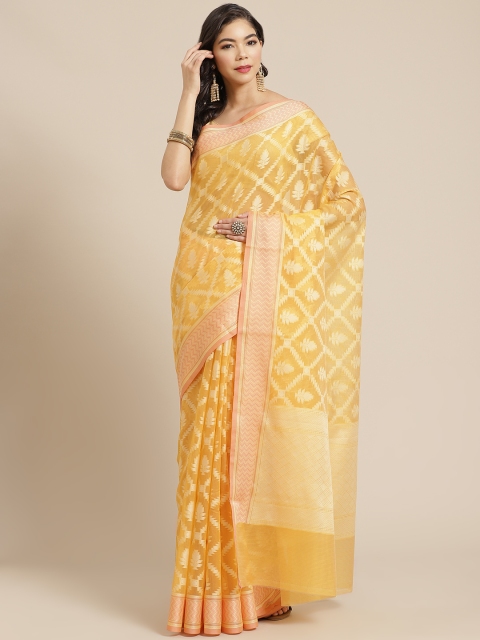 

Mitera Mustard Yellow & Golden Celebrity Banarasi Saree