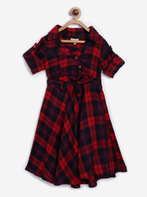 

Bella Moda Girls Red & Black Checked Shirt Dress with Belt