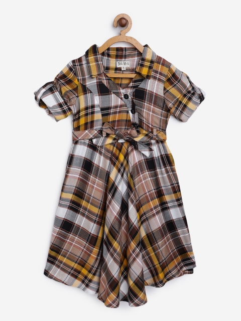 

Bella Moda Girls Beige & Black Checked Shirt Dress