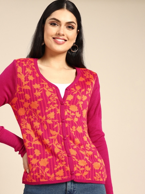 

Anouk Women Pink & Orange Floral Patterned Winter Cardigan