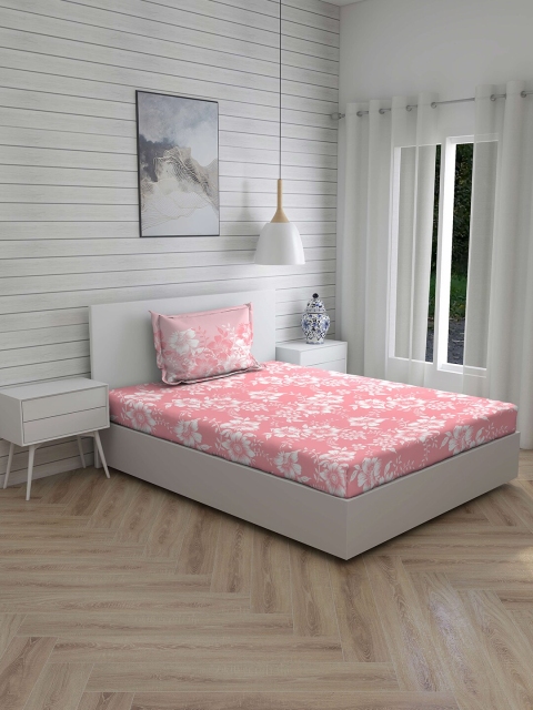 

Layers Pink & White Floral Cotton 1 Single Bedsheet with 1 Pillow Covers