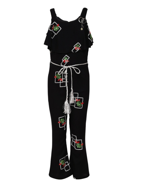

Aarika Girls Black & White Embroidered Basic Jumpsuit