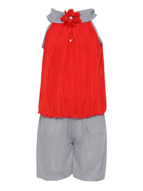 

Aarika Girls Red & Black Solid Top with Skirt