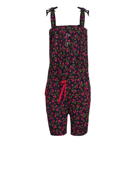 

Aarika Girls Navy Blue & Pink Printed Basic Jumpsuit