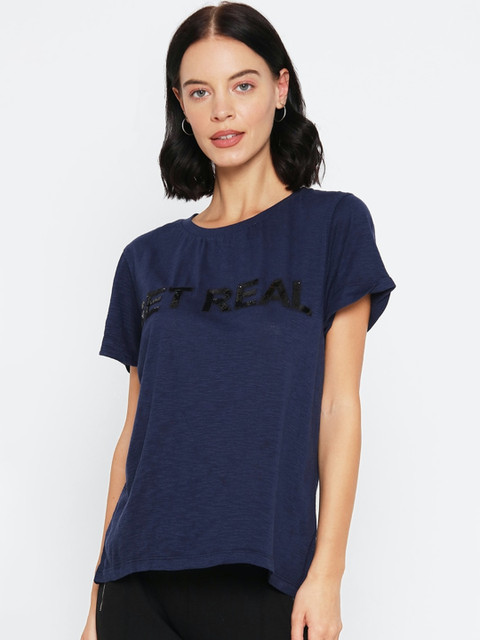

FOREVER 21 Navy Blue Regular Top