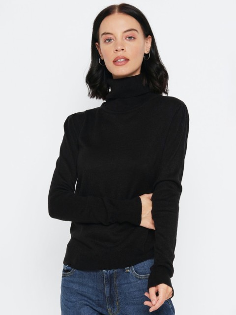 

FOREVER 21 Women Black Solid Pullover Sweater