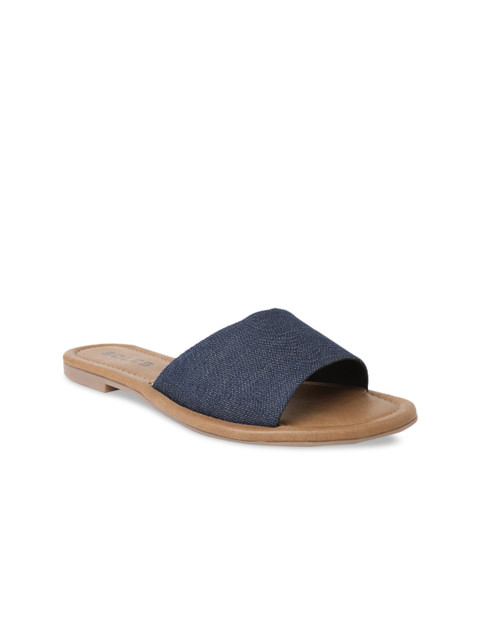 

SOLES Women Blue Solid Fabric Open Toe Flats