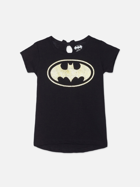 

Kids Ville Girls Black Batgirl Printed T-shirt